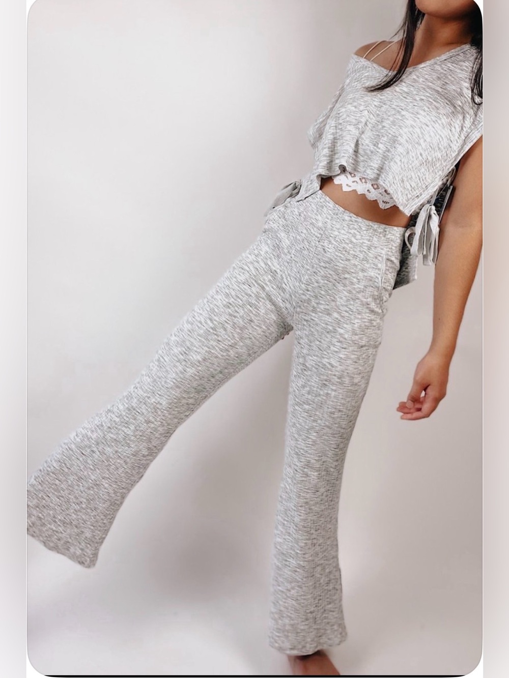 Free People 2 PC Set Ribbed Pants and Crop Top NWT